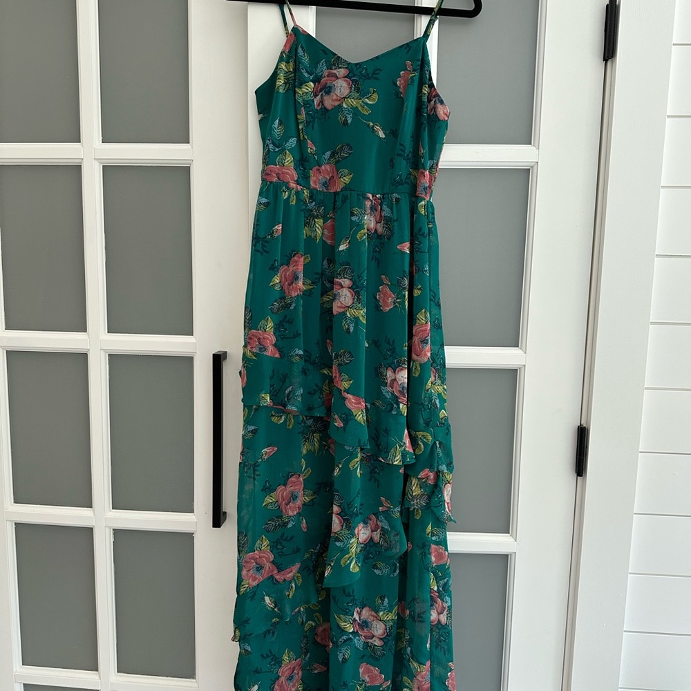 Long flowy floral dress, gorgeous colors
